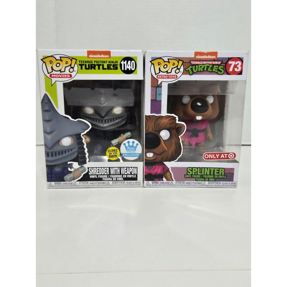 Funko Pop TMNT Shredder Glow In Dark & Splinter | 2 Pack Exclusives Lot